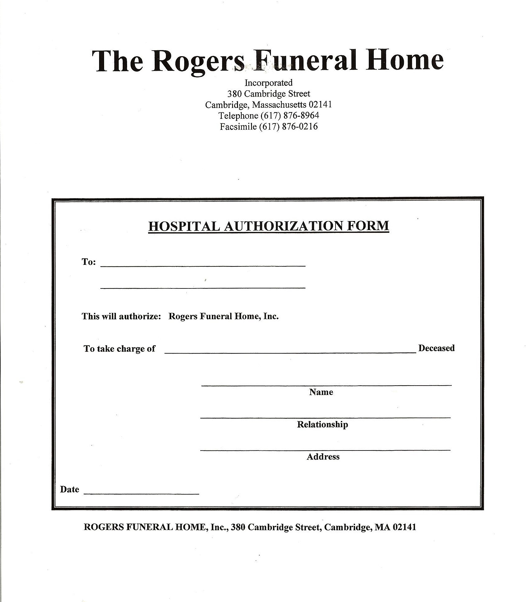 Hospital Release Rogers Funeral Home